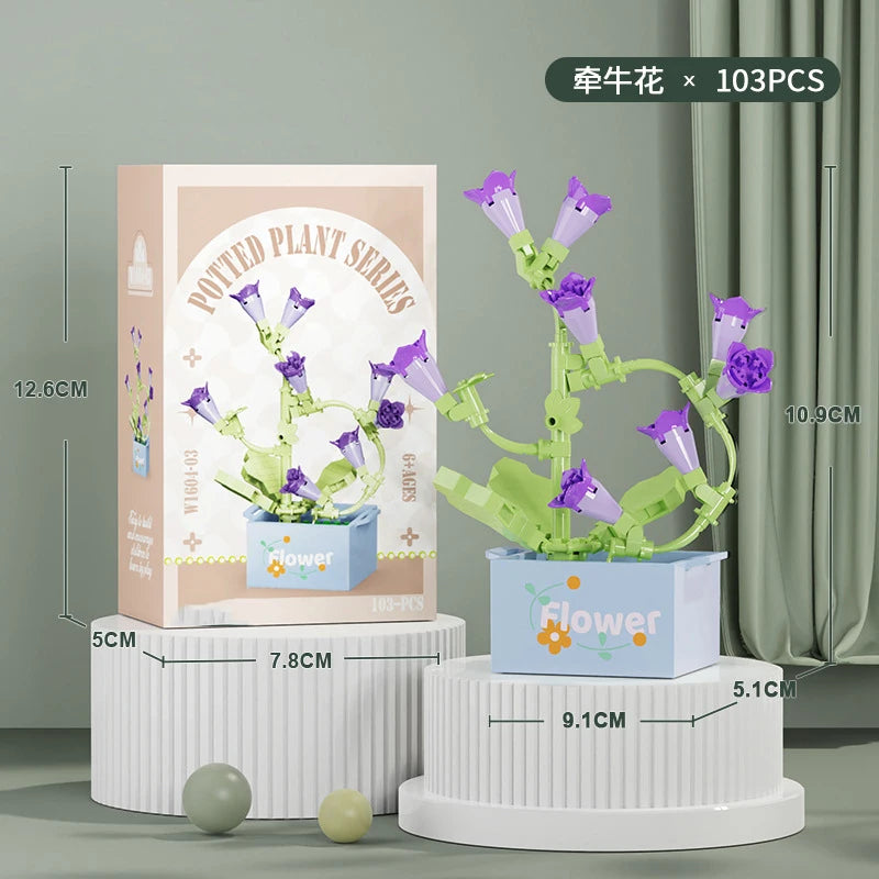 Ramo de flores Mini Diy juguetes de bloques de construcción para niños bloques para adultos Constructor Micro ladrillos conjunto de construcción regalo