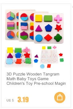 Rompecabezas 3D Montessori de 30 piezas económico, rompecabezas de madera con animales de dibujos animados, juego de mesa, juguetes educativos para niños, regalos