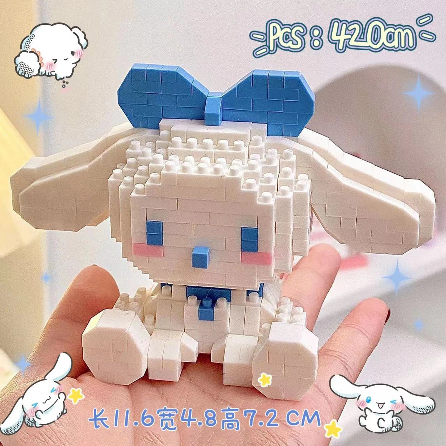 KEEPPLEY Sanrio Anime Hello Kitty My Melody Cinnamoroll pompurin Kuromi bloques de construcción para niñas, regalo de Navidad de vacaciones para niños