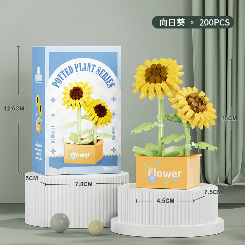 Ramo de flores Mini Diy juguetes de bloques de construcción para niños bloques para adultos Constructor Micro ladrillos conjunto de construcción regalo