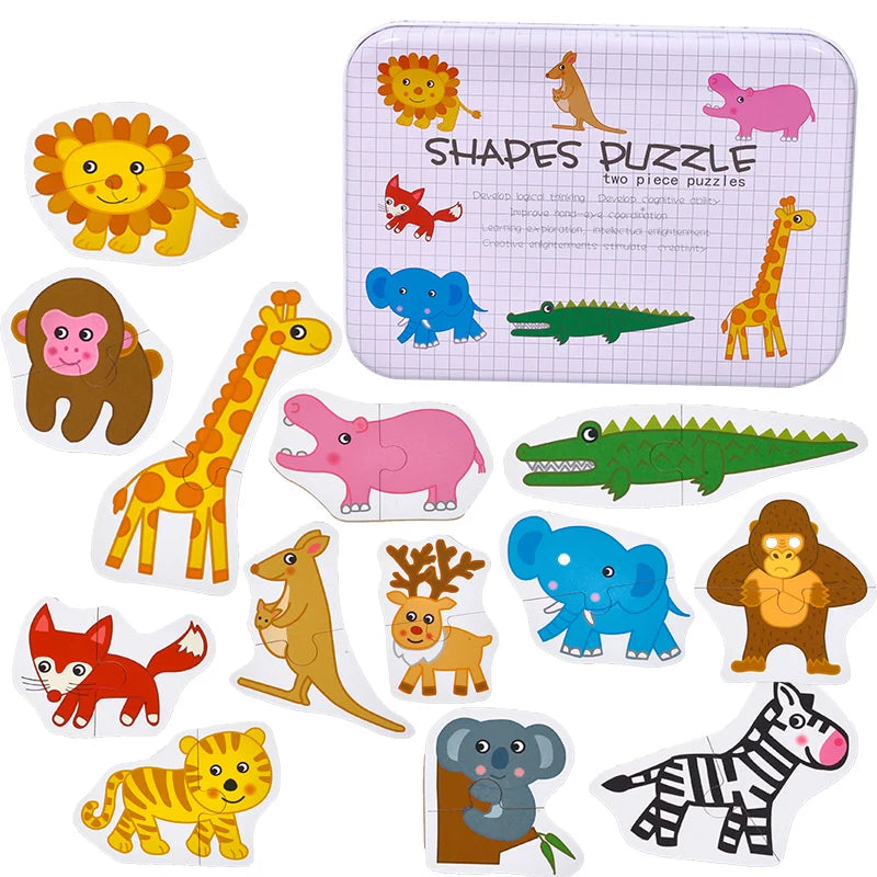 Rompecabezas para bebés, juguetes educativos Montessori, juegos de rompecabezas 3D de madera, caja de hierro, rompecabezas para niños, rompecabezas de madera para niños de 2 a 3 a 4 años