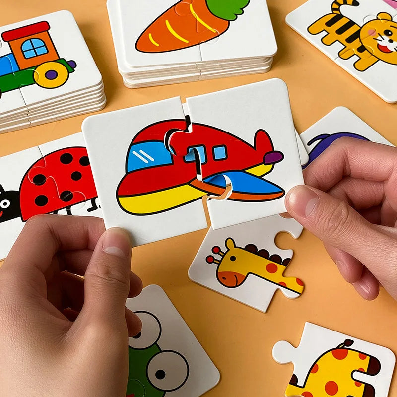 Rompecabezas de animales para niños pequeños de 1, 2, 3 años, niños y niñas, aprendizaje de animales, tarjeta de memoria, juego a juego, juguetes educativos para niños