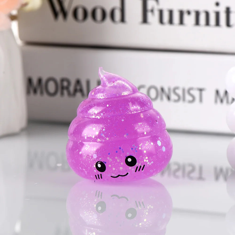 Novedad Squishy Caca Stress Ball Squishies juguetes brillo divertido estiramiento apretar Fidget juguetes para niños adultos regalo de broma del Día de los Inocentes
