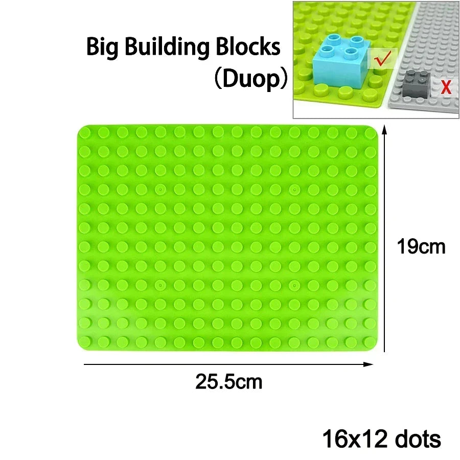 Placa base Duploes de gran tamaño, placas de montaje de ladrillos de 16x16 puntos, partículas grandes, figuras clásicas de animales, bloques de construcción, juguetes para niños