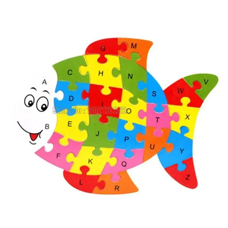 Animales de madera Inglés 26 Letras alfabéticas Rompecabezas Niños 3-5-6 años Juguete