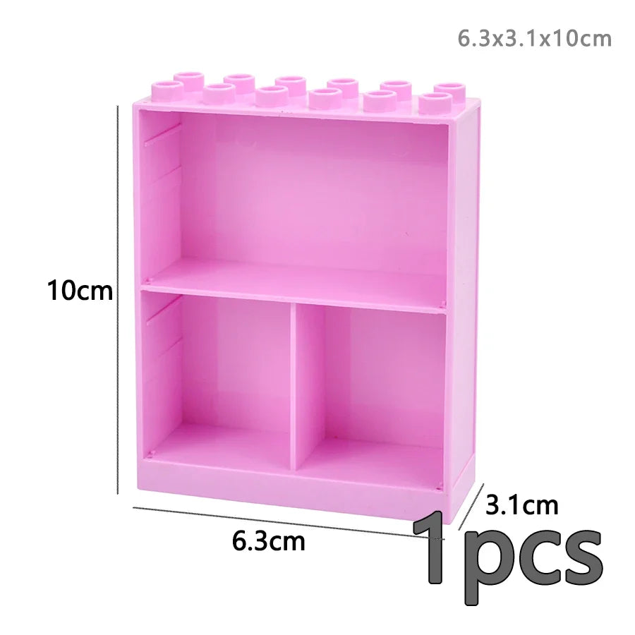 Duploes-figuras de partículas grandes, juguetes de ladrillo, bloques de construcción de gran tamaño, muebles de ciudad, escritorio, silla, cama, sofá, baño, cocina, casa