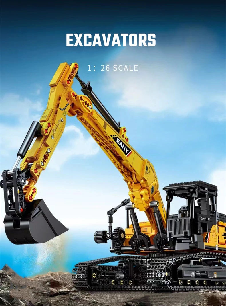 SEMBO BLOCK 1022 Uds. Modelos de excavadora, bloques de construcción MOC City, vehículo de ingeniería de construcción, ladrillos, juguetes educativos, regalo para niños