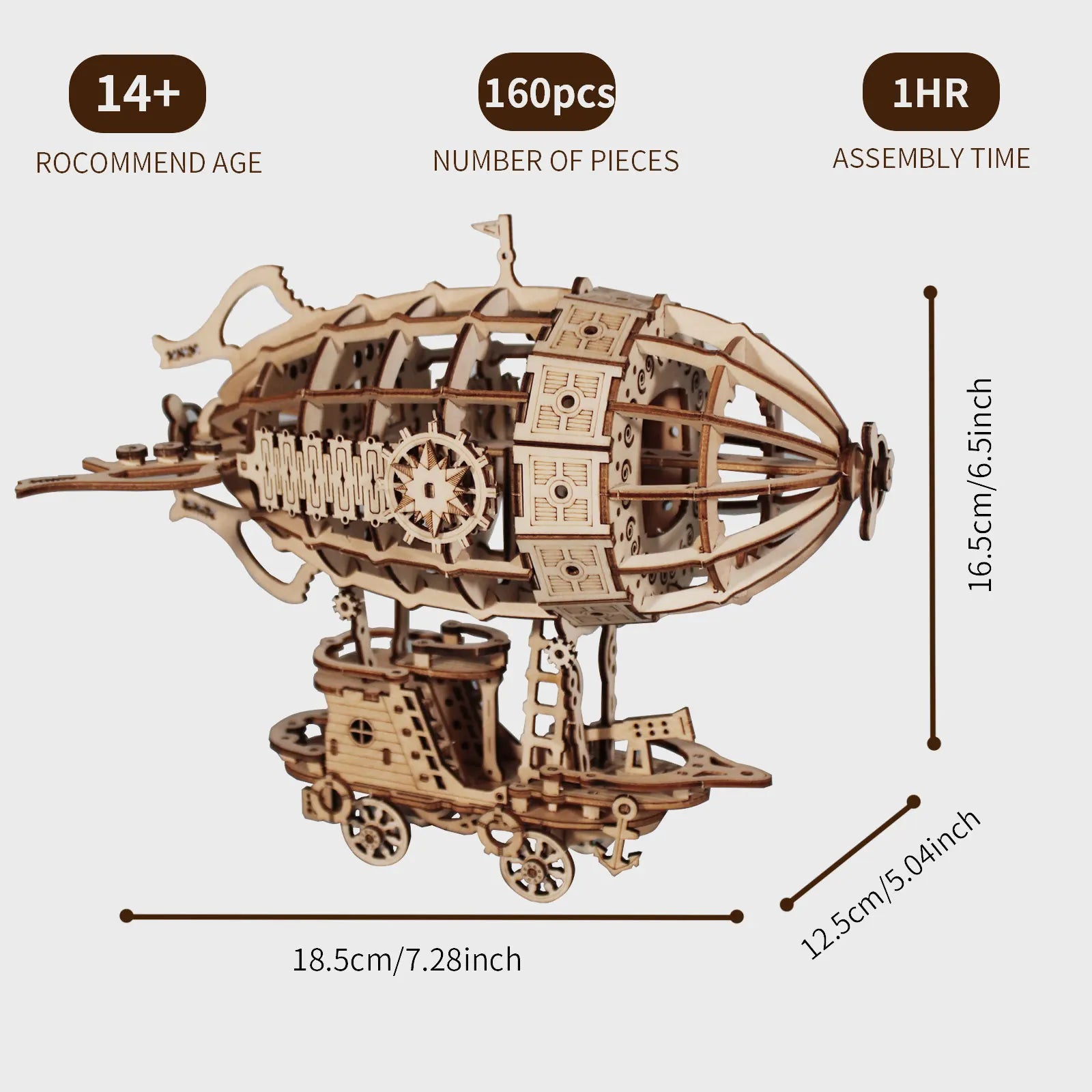 Rompecabezas de madera 3D, kits de modelos de dirigible para adultos, Kit de construcción de modelos, rompecabezas para adultos para construir artesanías mecánicas