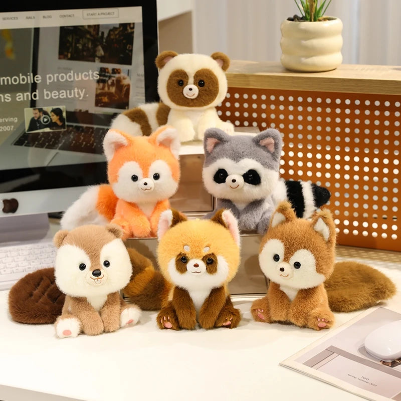 Bonitos animales sentados, Panda rojo, zorro, perezoso, gato, muñecos de peluche suaves, capibara de peluche, cerdo, juguetes para bebés, regalos para niños