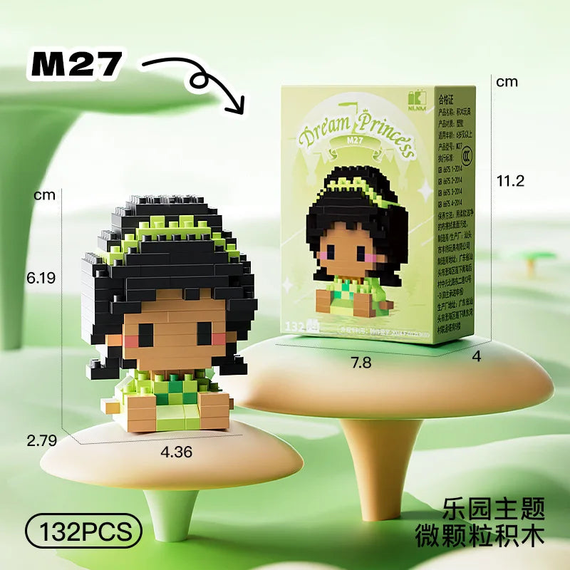 Bloques de construcción de la serie de princesas de Disney, modelo Animal de Bella Blancanieves, partículas pequeñas ensambladas, rompecabezas DIY, regalos de cumpleaños para niños