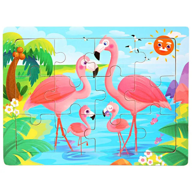 Rompecabezas 3D Montessori de 30 piezas económico, rompecabezas de madera con animales de dibujos animados, juego de mesa, juguetes educativos para niños, regalos