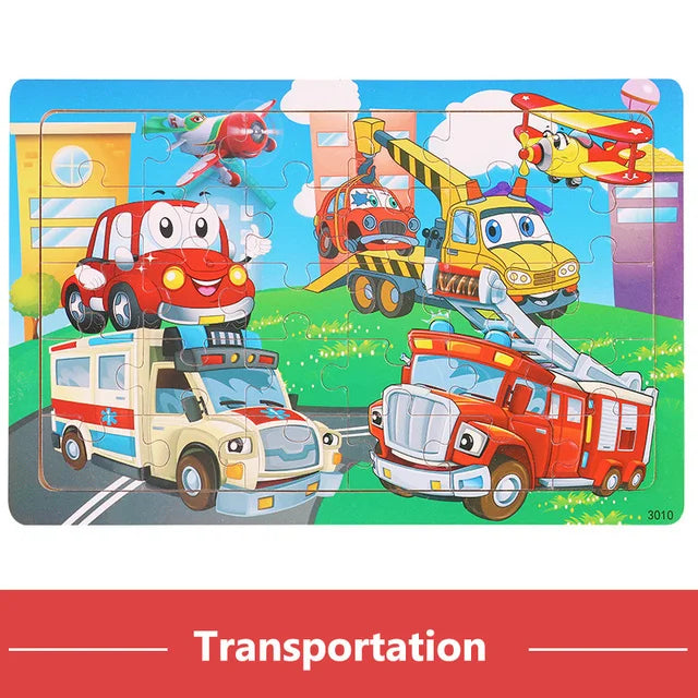 Rompecabezas 3D Montessori de 30 piezas económico, rompecabezas de madera con animales de dibujos animados, juego de mesa, juguetes educativos para niños, regalos