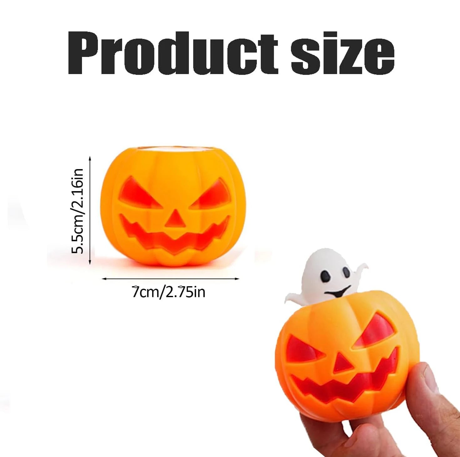 1/12 Uds. Taza para apretar calabaza de Halloween, Juguetes sensoriales para aliviar el estrés, Bola para apretar fantasma emergente, regalos de Halloween para niños, Juguetes