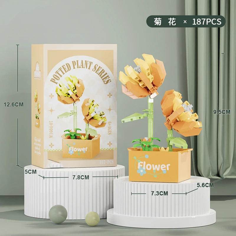 Ramo de flores Mini Diy juguetes de bloques de construcción para niños bloques para adultos Constructor Micro ladrillos conjunto de construcción regalo