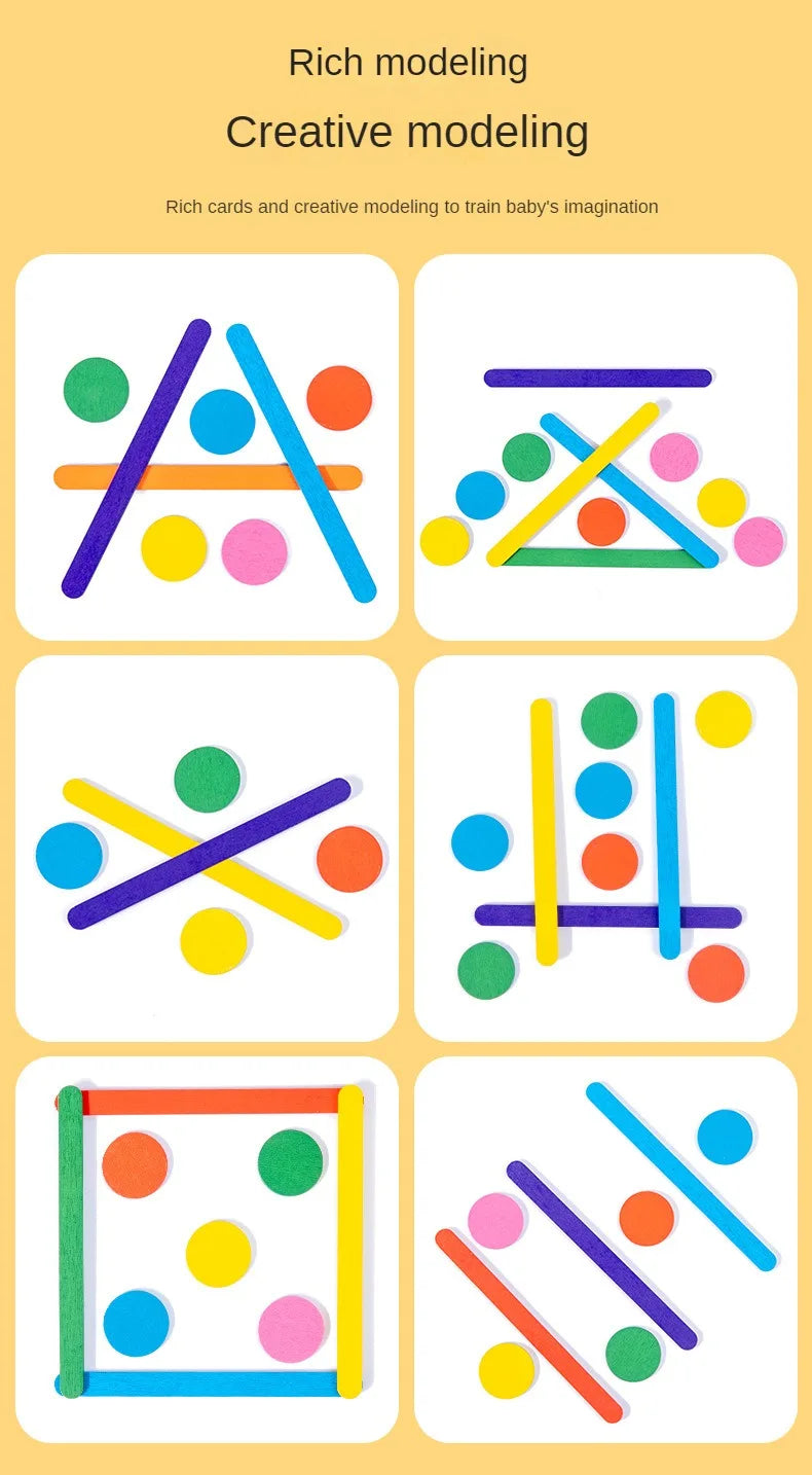 Rompecabezas Montessori para niños, juego de rompecabezas 3D de madera, palo Tangram, forma de anillo geométrico a juego, juguetes educativos para edades tempranas