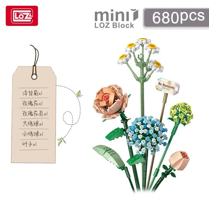 Mini bloques de construcción para niños, juguetes de ladrillos, flores, rompecabezas, maceta, plantas, regalo para niñas, decoración del hogar, 1657-1659 (con caja)