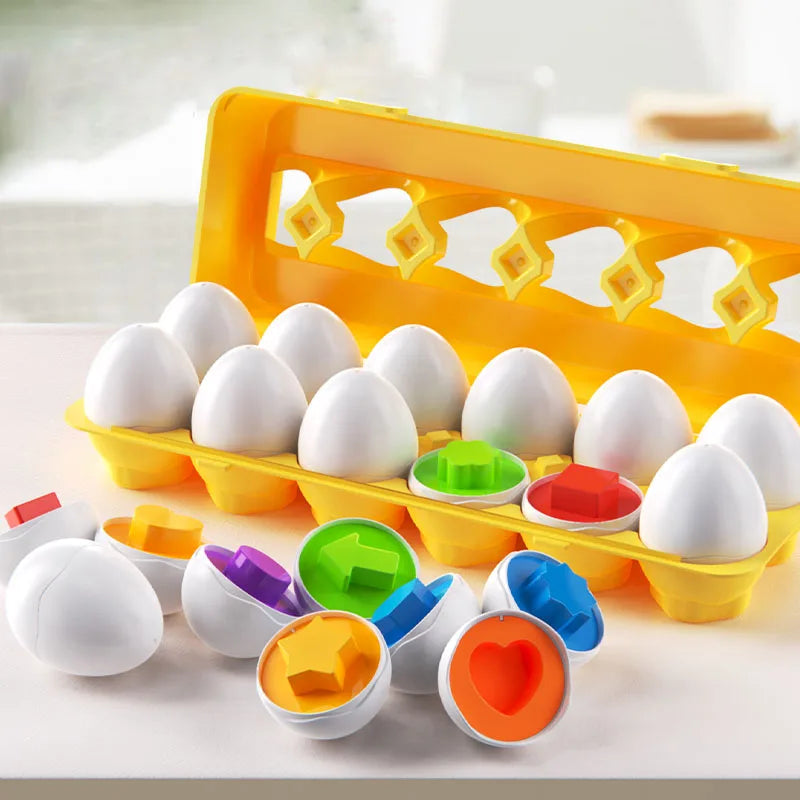 Juguete de huevos inteligentes Montessori para bebés, juegos de rompecabezas a juego, clasificador de formas, juguetes educativos de aprendizaje para niños de 2 a 3 años, regalo de Pascua