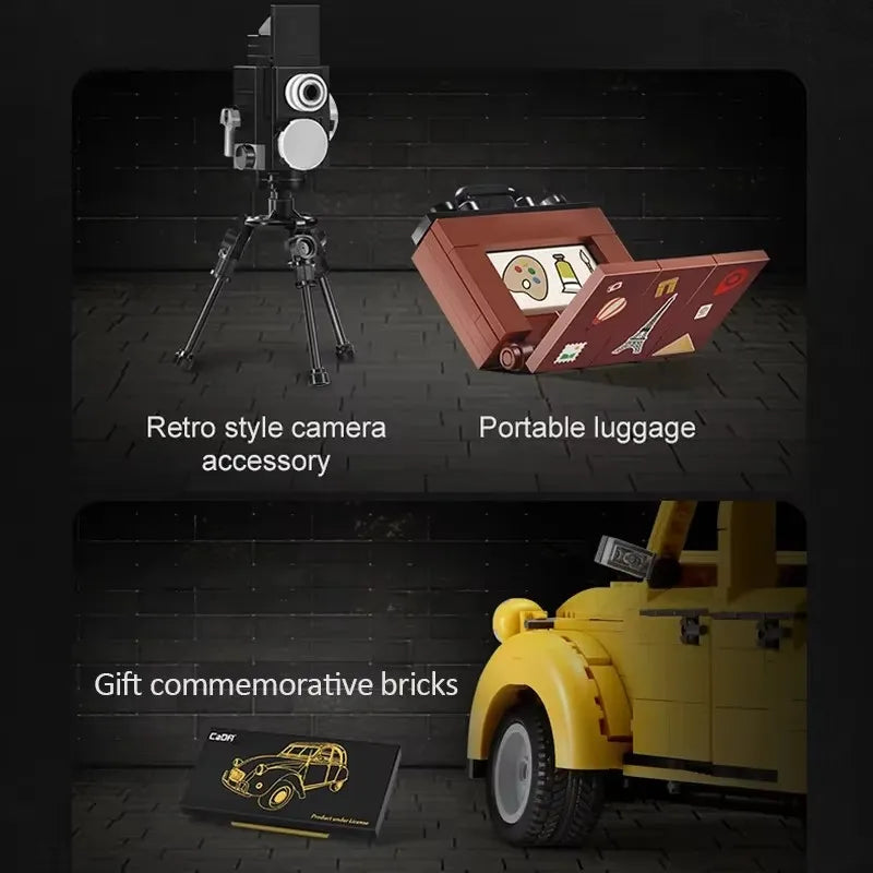 Vehículos técnicos Cada, 1238 Uds., bloques de construcción MOC, ladrillos para adultos 1:12, coches Retro, modelo, juguetes de construcción para niños, regalos