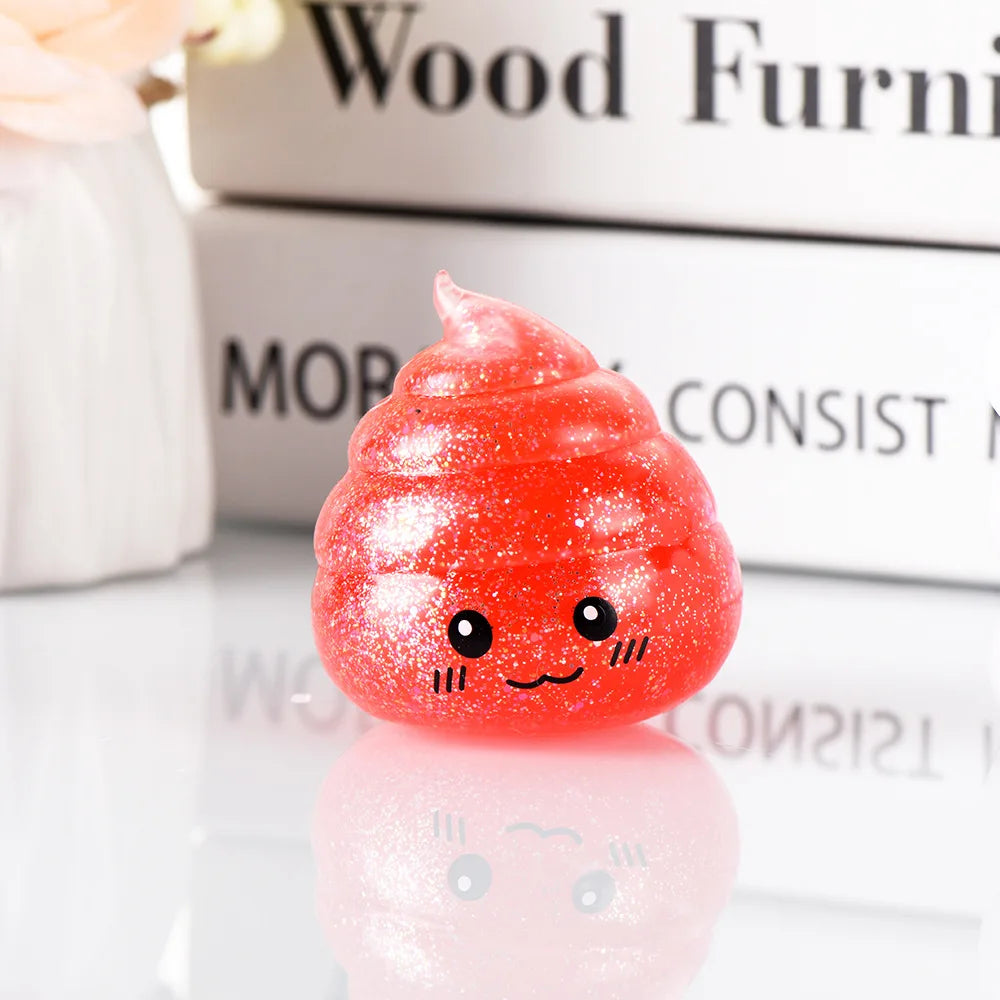 Novedad Squishy Caca Stress Ball Squishies juguetes brillo divertido estiramiento apretar Fidget juguetes para niños adultos regalo de broma del Día de los Inocentes