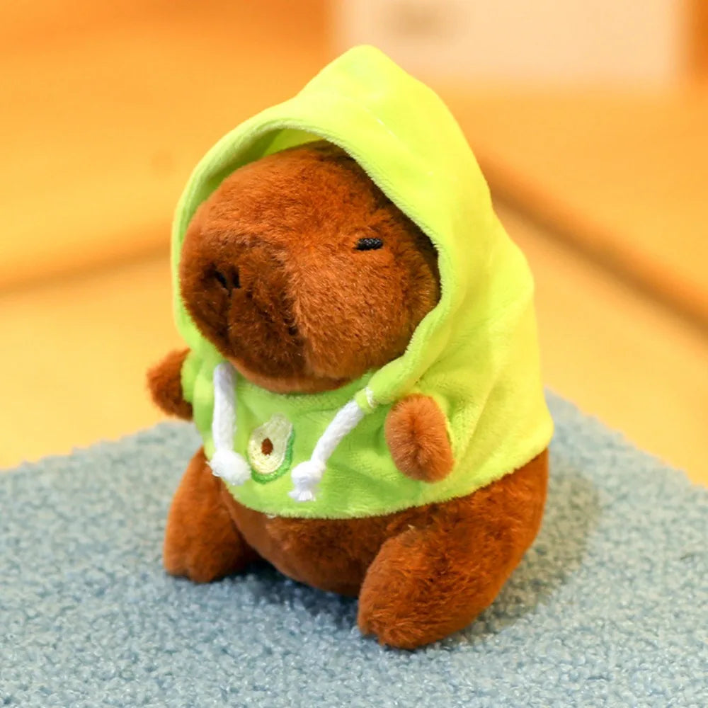 Lindo juguete de peluche de capibara de tamaño pequeño con alas Sudadera con capucha simulación muñeco de capibara juguete esponjoso regalos de cumpleaños