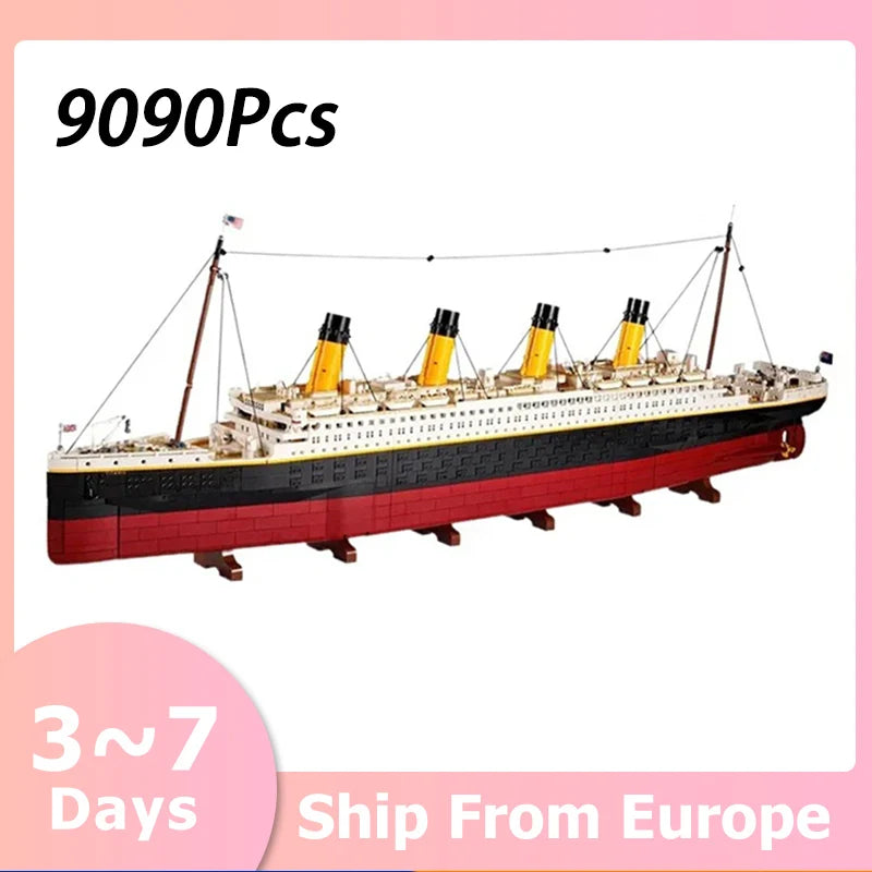 9090 Uds. Barco de crucero grande, barco de vapor, modelo Titanic, bloques de construcción, decoración de escritorio, regalos de cumpleaños Diy compatibles 10294