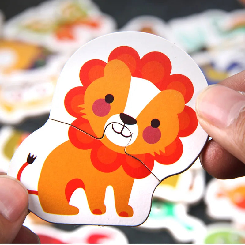Rompecabezas de animales para niños pequeños de 1, 2, 3 años, niños y niñas, aprendizaje de animales, tarjeta de memoria, juego a juego, juguetes educativos para niños