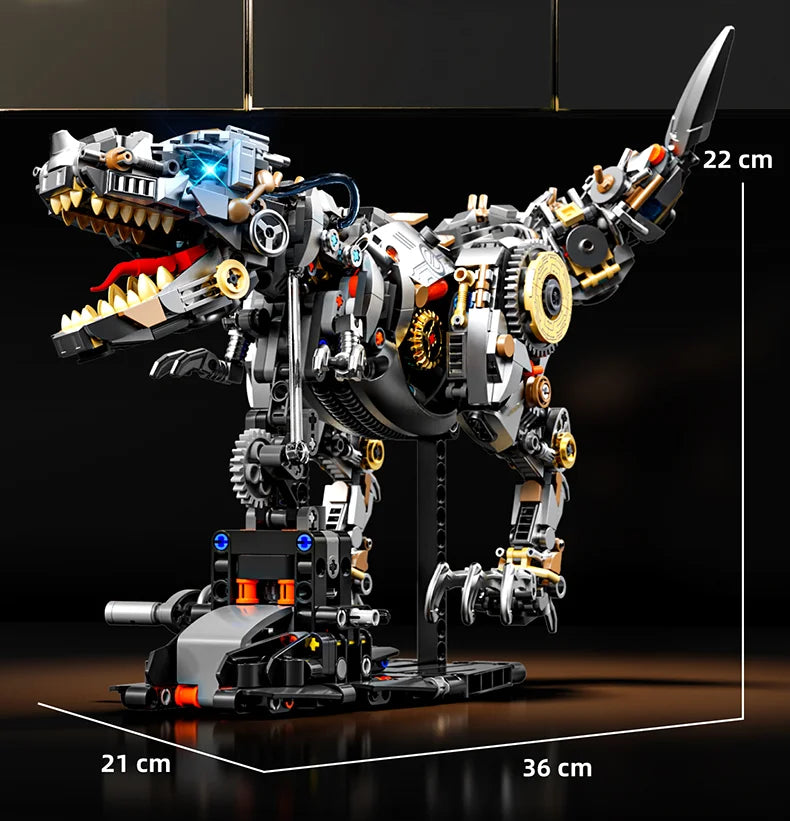 Bloques de construcción de animales mecánicos t-rex ballena loro diablo rayos tiburón modelo ladrillos con luz para chico juguetes para adultos regalos de escritorio