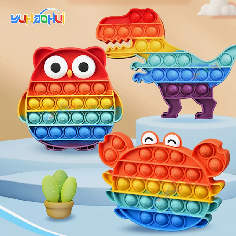 Arco Iris Pop Push Bubblle Fidget juguetes antiestrés para niños adultos juguetes sensoriales de necesidades especiales juguetes interactivos para niños