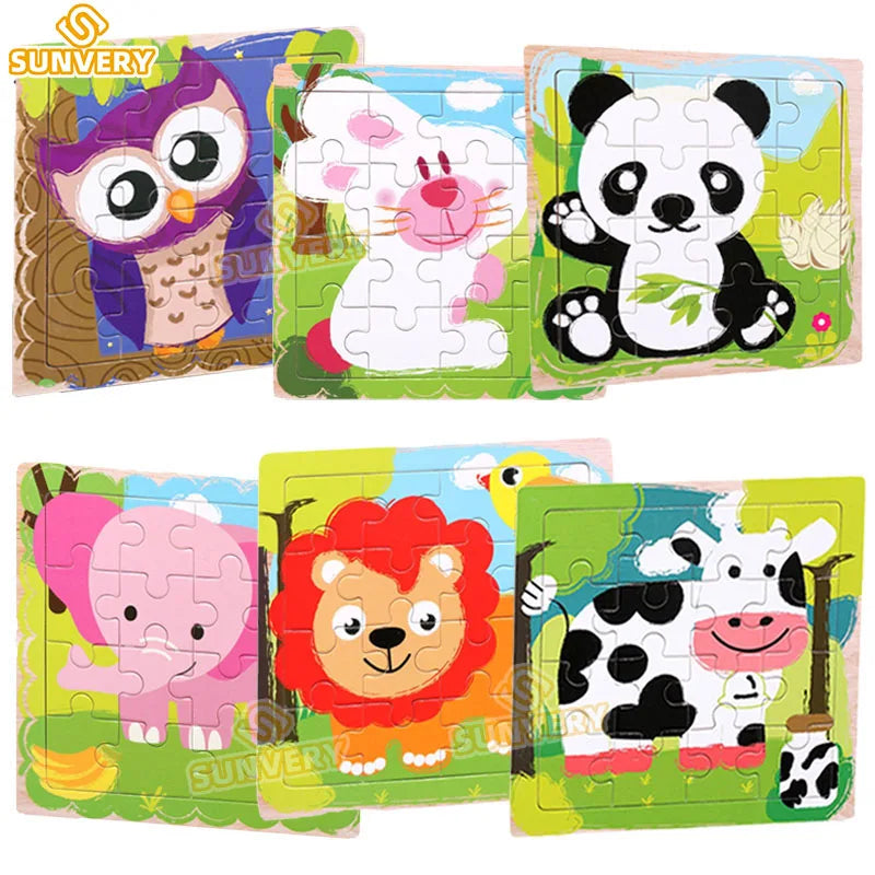 Rompecabezas de madera para niños de 2, 3, 4 y 5 años, juguetes para niños, juego de juguetes educativos para preescolar, rompecabezas de animales para niños y niñas, 9/16