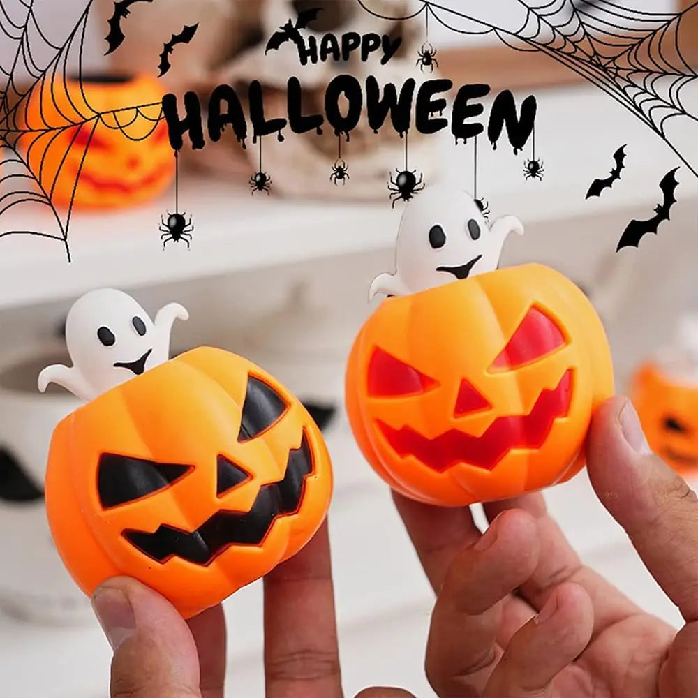 1/12 Uds. Taza para apretar calabaza de Halloween, Juguetes sensoriales para aliviar el estrés, Bola para apretar fantasma emergente, regalos de Halloween para niños, Juguetes