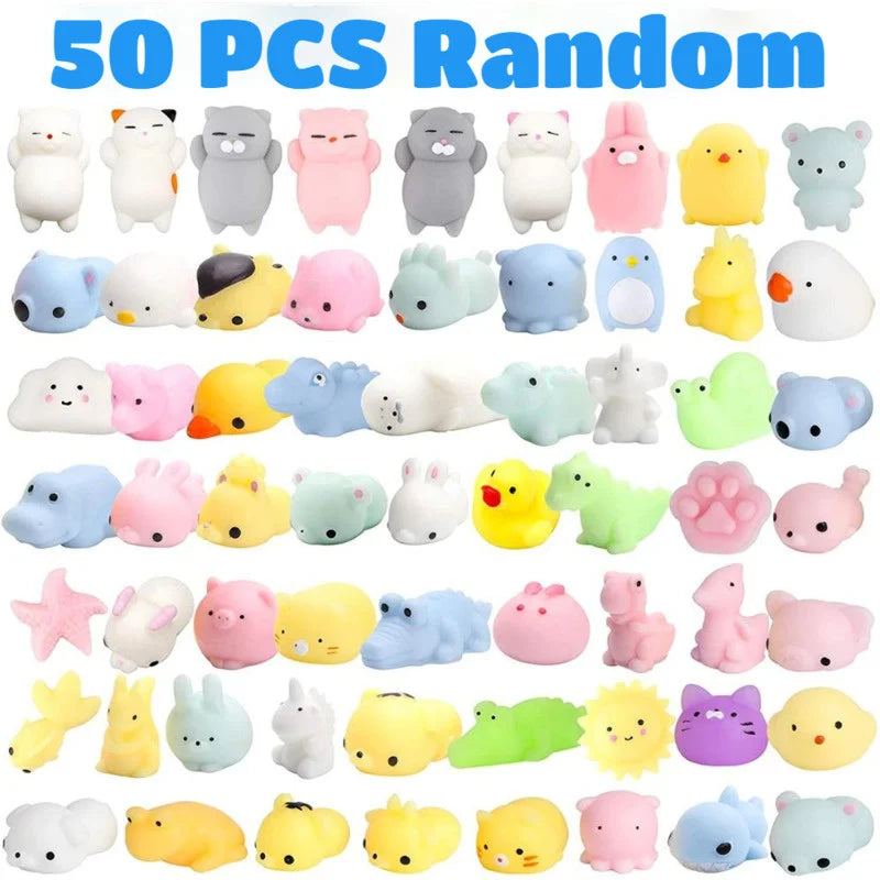 50-5 uds. De juguetes blandos Kawaii Mochi Anima para niños, pelota antiestrés para apretar, recuerdos de fiesta, juguetes para aliviar el estrés para cumpleaños