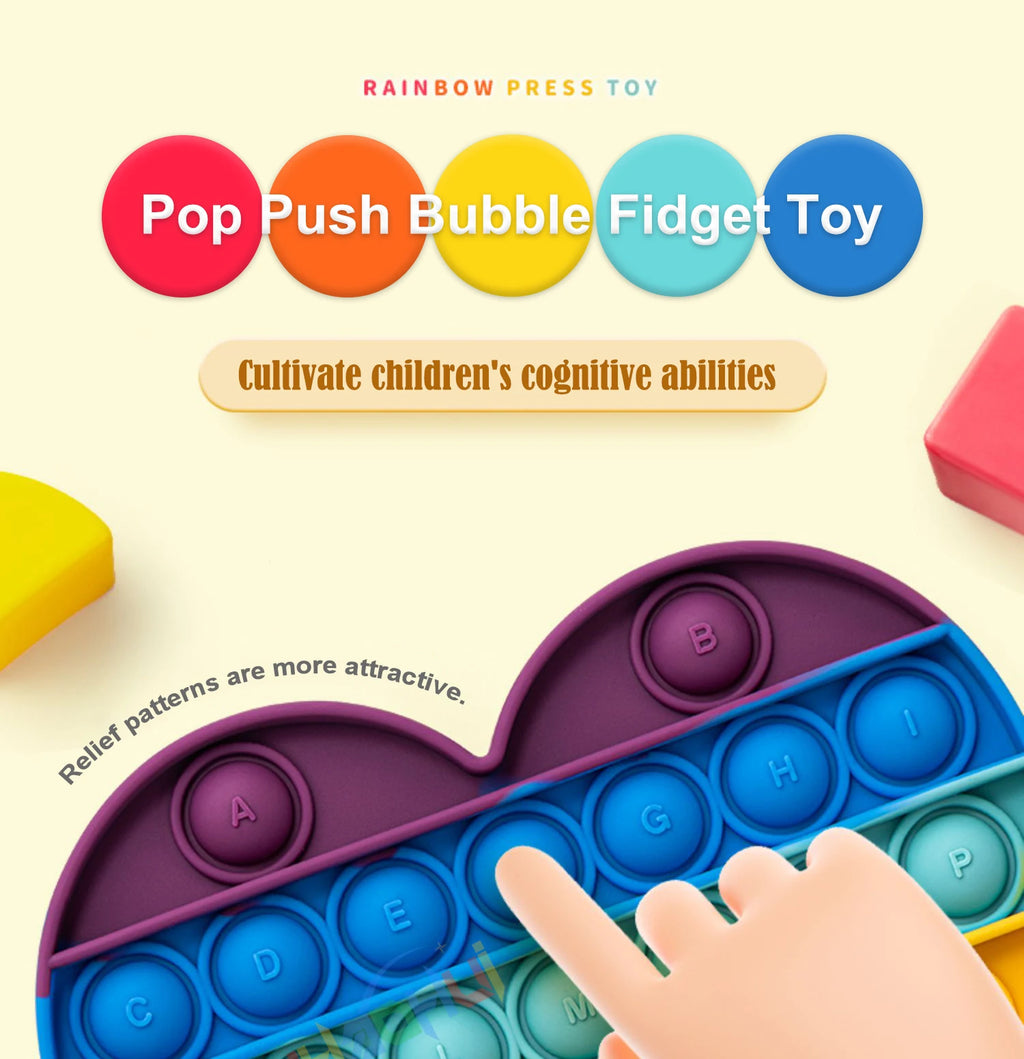 Arco Iris Pop Push Bubblle Fidget juguetes antiestrés para niños adultos juguetes sensoriales de necesidades especiales juguetes interactivos para niños