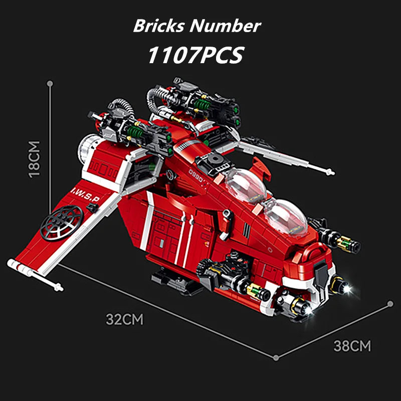 MOC Galaxy Space Gunship Starship-fighters nave espacial Aifcraft Dropship modelo bloques de construcción ladrillos juguetes regalos