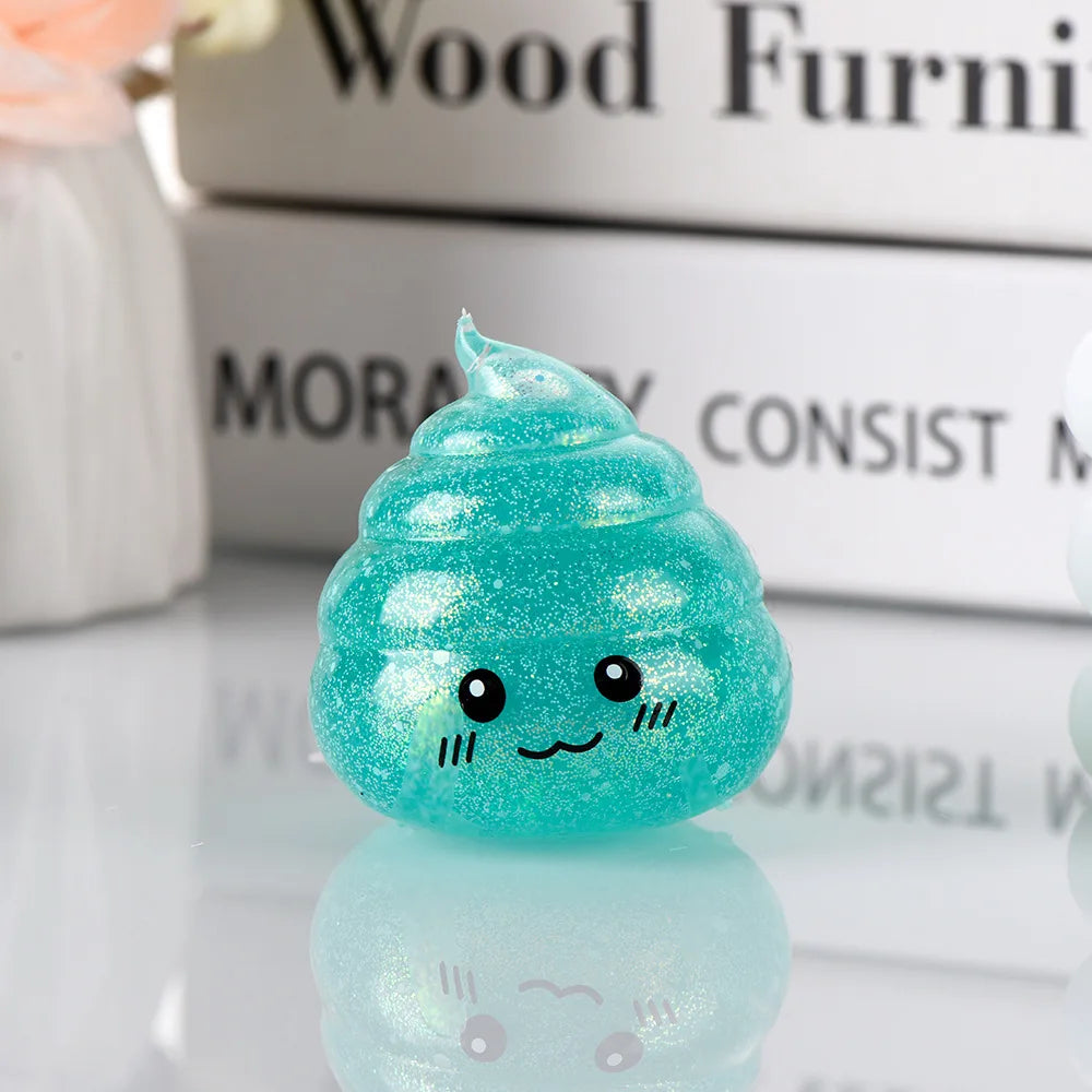 Novedad Squishy Caca Stress Ball Squishies juguetes brillo divertido estiramiento apretar Fidget juguetes para niños adultos regalo de broma del Día de los Inocentes