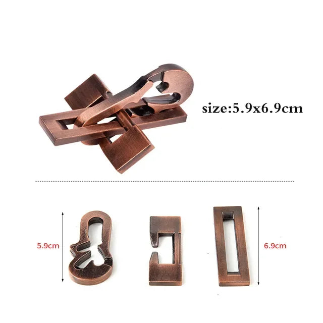 Rompecabezas de Metal IQ clásico para niños y adultos, rompecabezas mágico desconcertante, juego de rompecabezas con cordón, desbloqueo, juguete novedoso, 1 ud.