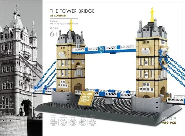 MOC arquitectura de fama mundial Edificio casa de ópera bloques de construcción Villa Savoye puente torre juguete niños cumpleaños regalo de Navidad