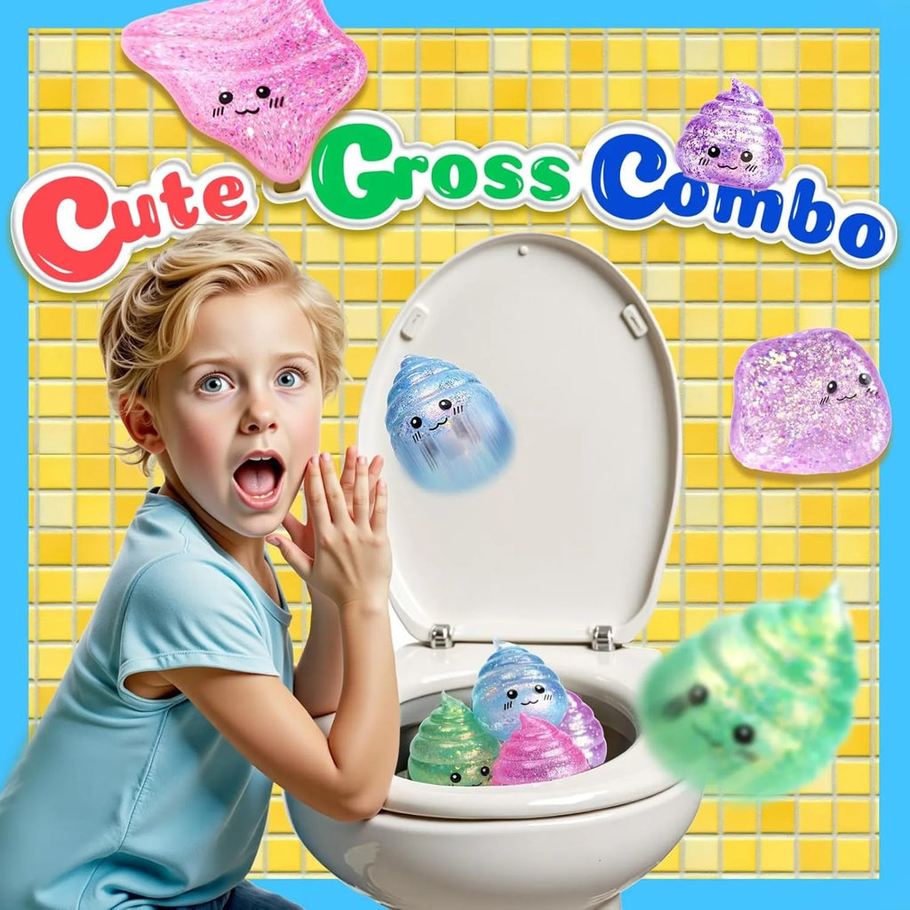 Novedad Squishy Caca Stress Ball Squishies juguetes brillo divertido estiramiento apretar Fidget juguetes para niños adultos regalo de broma del Día de los Inocentes