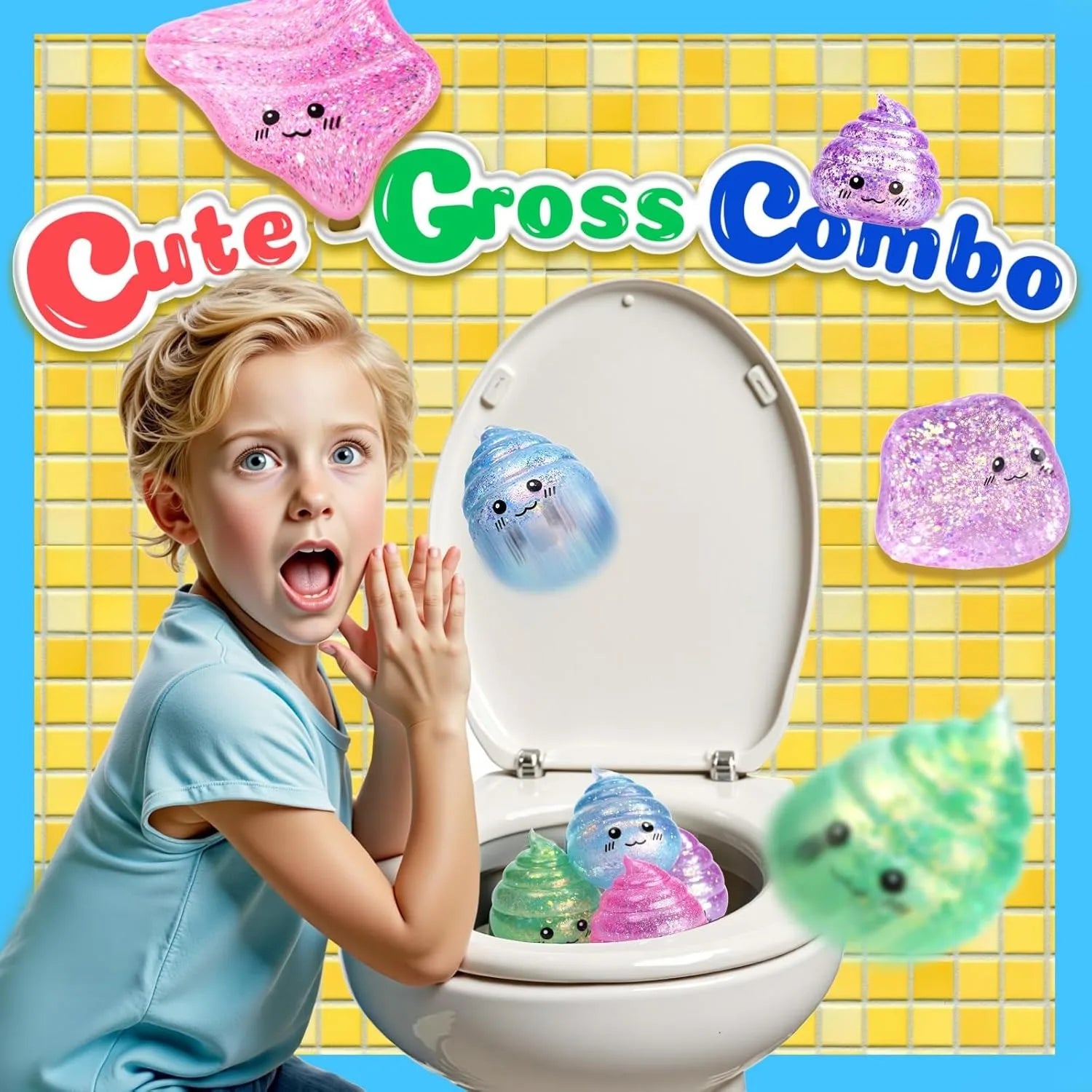 Novedad Squishy Caca Stress Ball Squishies juguetes brillo divertido estiramiento apretar Fidget juguetes para niños adultos regalo de broma del Día de los Inocentes