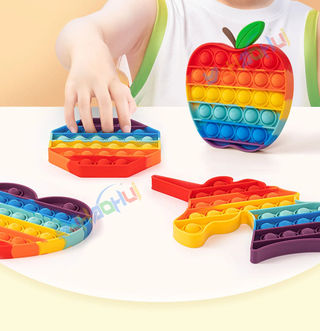 Arco Iris Pop Push Bubblle Fidget juguetes antiestrés para niños adultos juguetes sensoriales de necesidades especiales juguetes interactivos para niños