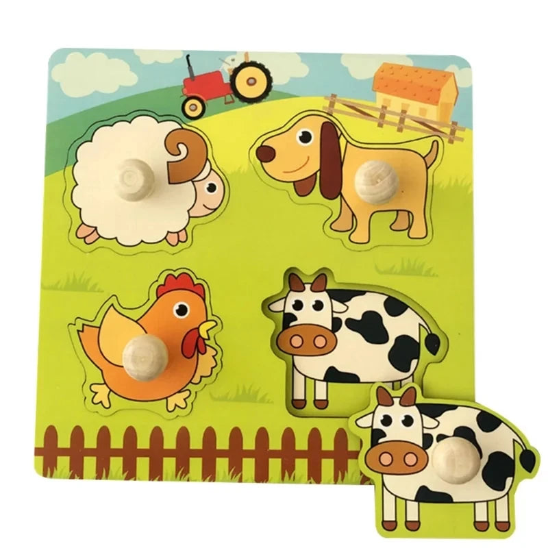 Juguetes Montessori para bebés, rompecabezas de madera 3D, tablero para rascar a mano para niños, rompecabezas para niños, educación temprana, juguete cognitivo de frutas