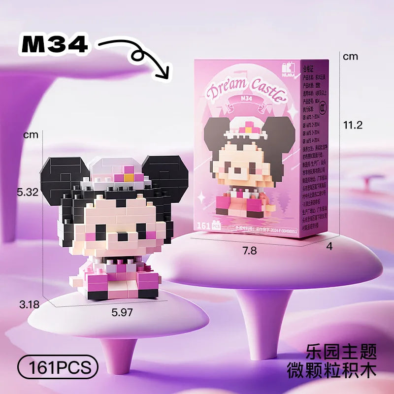 Bloques de construcción de la serie de princesas de Disney, modelo Animal de Bella Blancanieves, partículas pequeñas ensambladas, rompecabezas DIY, regalos de cumpleaños para niños