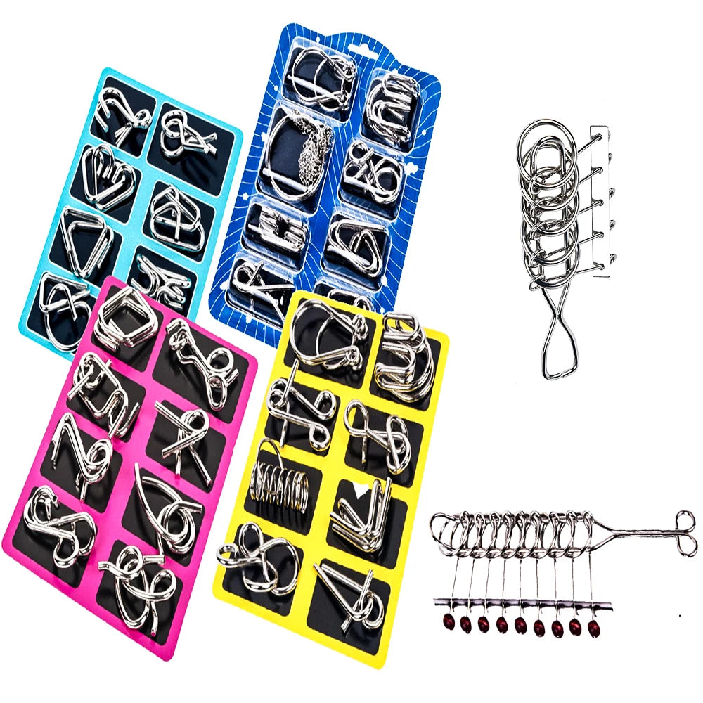 Rompecabezas de Metal IQ clásico para niños y adultos, rompecabezas mágico desconcertante, juego de rompecabezas con cordón, desbloqueo, juguete novedoso, 1 ud.