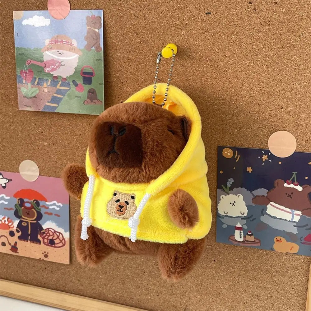 Lindo juguete de peluche de capibara de tamaño pequeño con alas Sudadera con capucha simulación muñeco de capibara juguete esponjoso regalos de cumpleaños