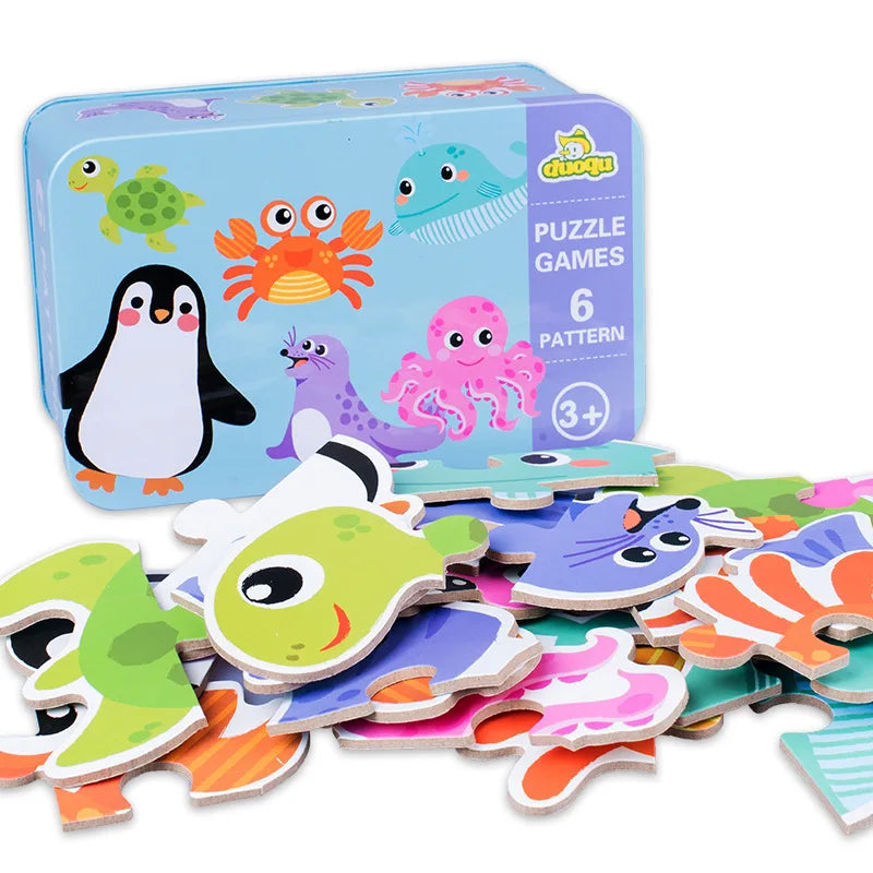 Rompecabezas de animales para niños pequeños de 1, 2, 3 años, niños y niñas, aprendizaje de animales, tarjeta de memoria, juego a juego, juguetes educativos para niños
