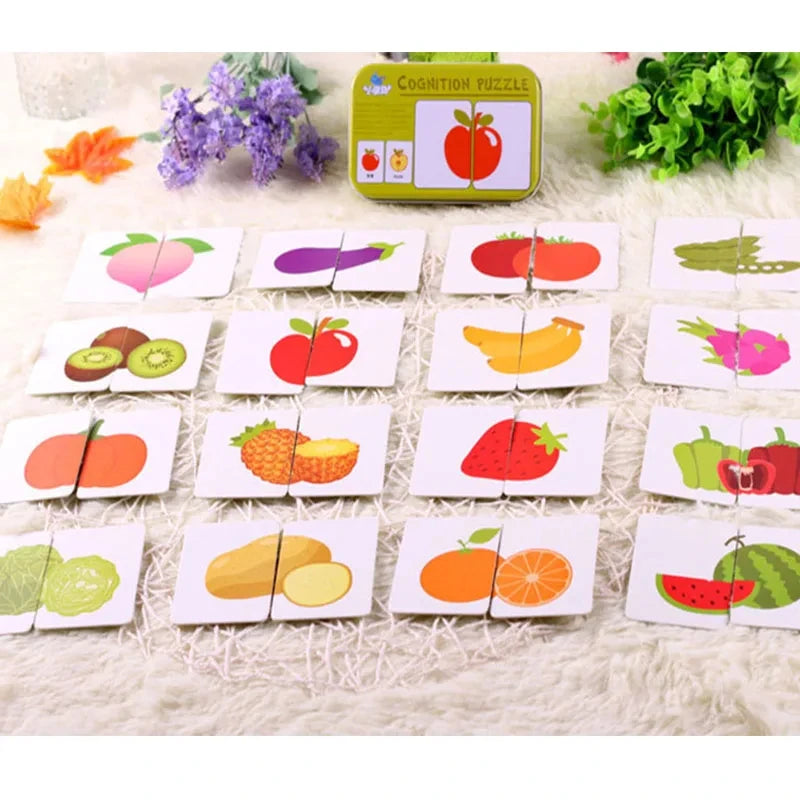 Rompecabezas para bebés, juguetes educativos Montessori, juegos de rompecabezas 3D de madera, caja de hierro, rompecabezas para niños, rompecabezas de madera para niños de 2 a 3 a 4 años