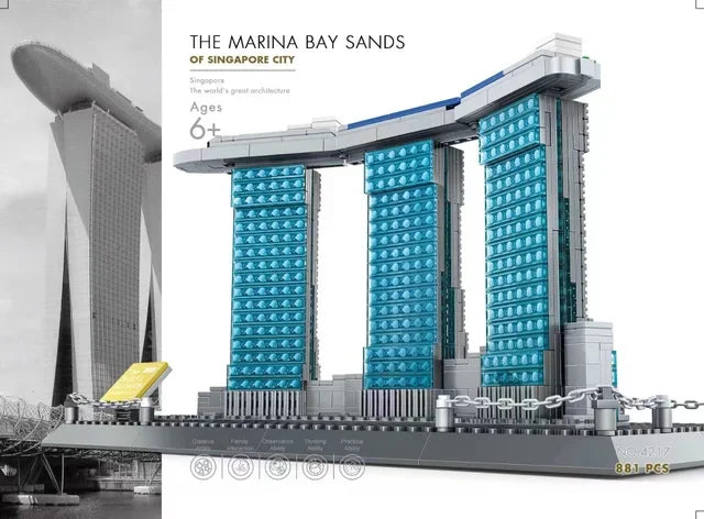 MOC arquitectura de fama mundial Edificio casa de ópera bloques de construcción Villa Savoye puente torre juguete niños cumpleaños regalo de Navidad