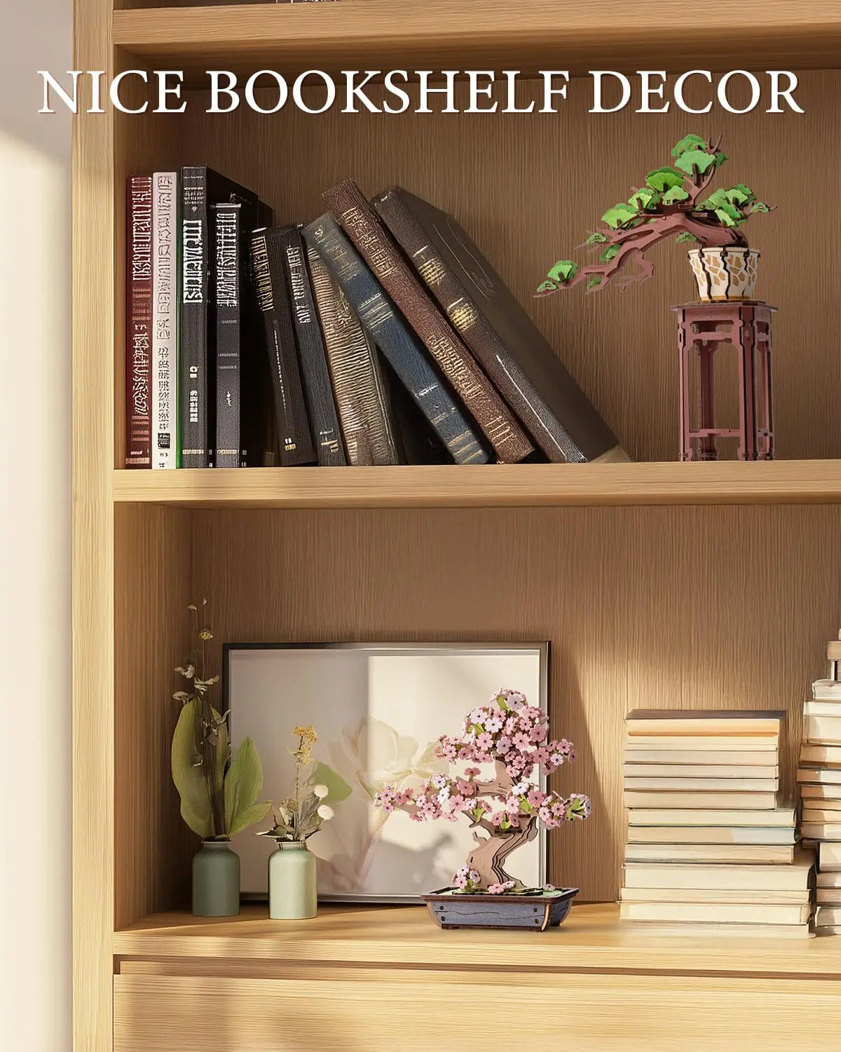 Robotime Rolife-rompecabezas de bonsái Sakura de madera 3D, fácil montaje, Kit de bonsái de pino verde, regalo de Navidad para decoración del hogar familiar