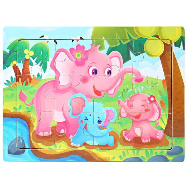 Rompecabezas 3D Montessori de 30 piezas económico, rompecabezas de madera con animales de dibujos animados, juego de mesa, juguetes educativos para niños, regalos