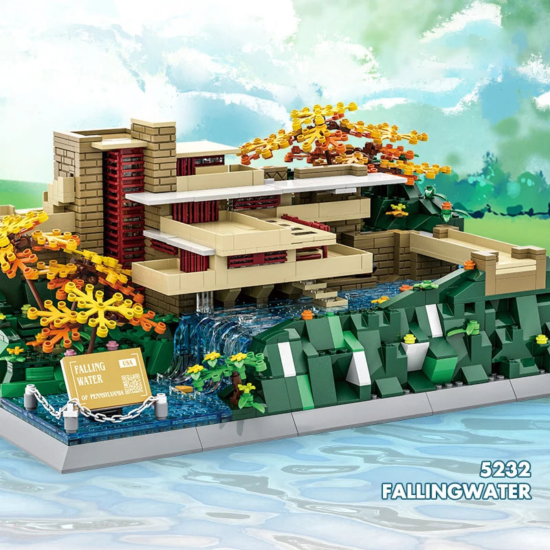 MOC arquitectura de fama mundial Edificio casa de ópera bloques de construcción Villa Savoye puente torre juguete niños cumpleaños regalo de Navidad