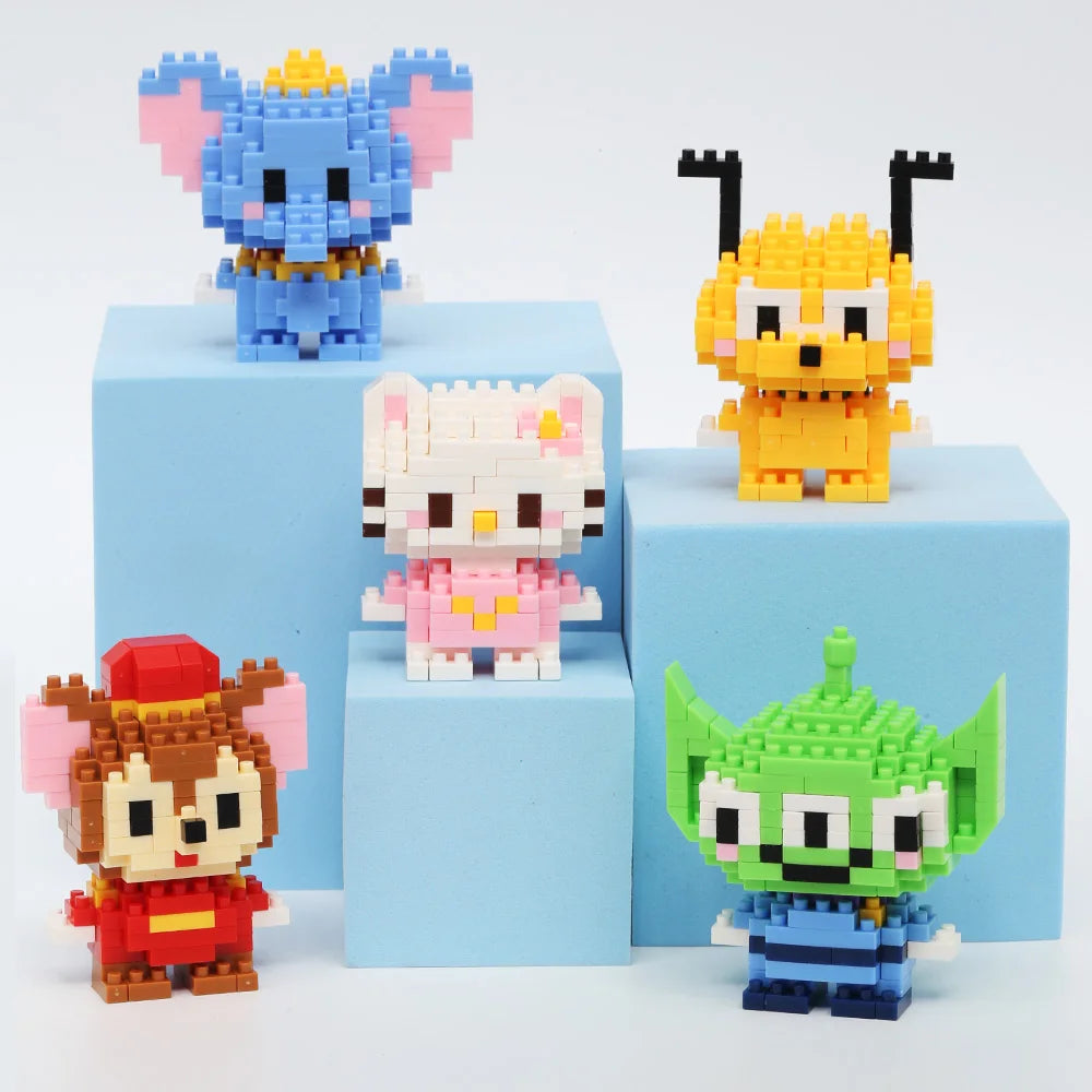 Stitch Disney princesa Elsa LinaBell bloques de construcción Mickey Mouse pato Mini figuras de acción bloques montar juguetes ladrillo niños regalos